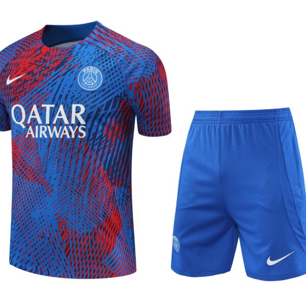 חולצת אימון קצרה+ מכנס פאריס בצבע כחול